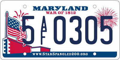 MD license plate 5AF0305