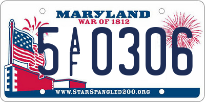 MD license plate 5AF0306