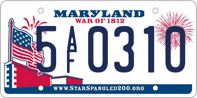 MD license plate 5AF0310