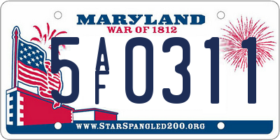 MD license plate 5AF0311