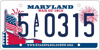 MD license plate 5AF0315
