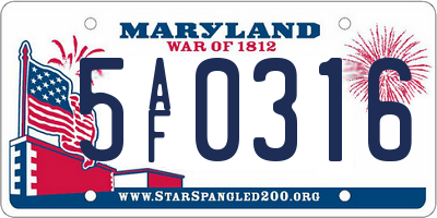 MD license plate 5AF0316