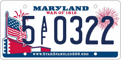 MD license plate 5AF0322