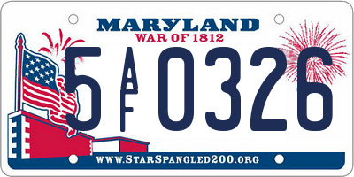 MD license plate 5AF0326