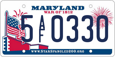 MD license plate 5AF0330