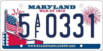 MD license plate 5AF0331