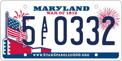 MD license plate 5AF0332