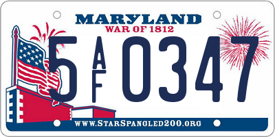 MD license plate 5AF0347