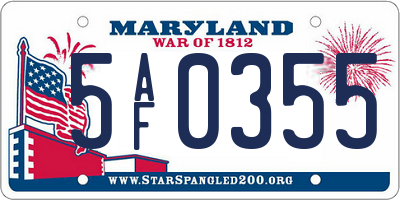 MD license plate 5AF0355
