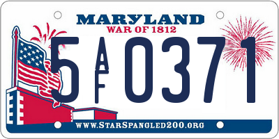 MD license plate 5AF0371