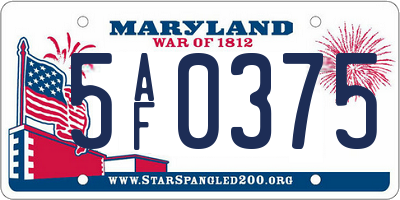 MD license plate 5AF0375