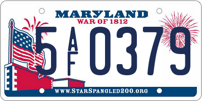MD license plate 5AF0379