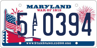 MD license plate 5AF0394
