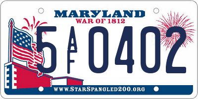 MD license plate 5AF0402