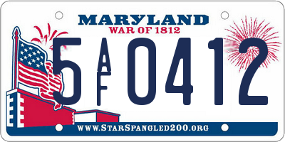 MD license plate 5AF0412