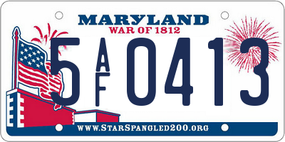 MD license plate 5AF0413