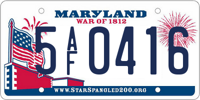 MD license plate 5AF0416