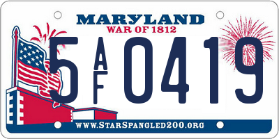 MD license plate 5AF0419