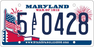 MD license plate 5AF0428