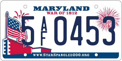 MD license plate 5AF0453