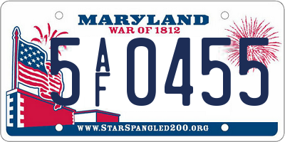 MD license plate 5AF0455