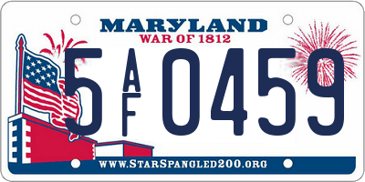 MD license plate 5AF0459