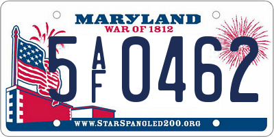 MD license plate 5AF0462