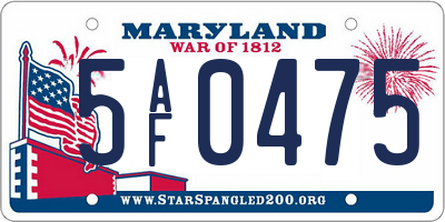 MD license plate 5AF0475
