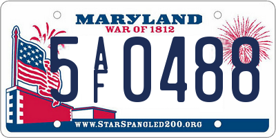 MD license plate 5AF0488