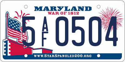 MD license plate 5AF0504