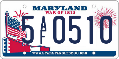 MD license plate 5AF0510