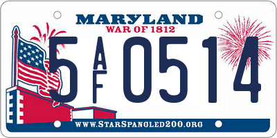 MD license plate 5AF0514