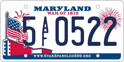 MD license plate 5AF0522
