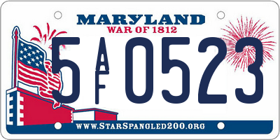 MD license plate 5AF0523