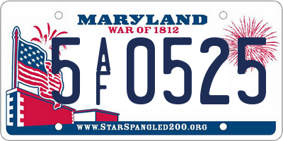 MD license plate 5AF0525