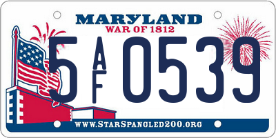 MD license plate 5AF0539