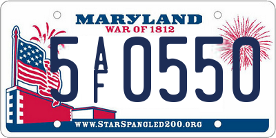 MD license plate 5AF0550