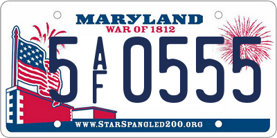 MD license plate 5AF0555