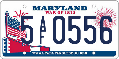 MD license plate 5AF0556