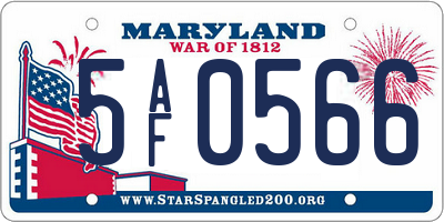 MD license plate 5AF0566