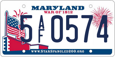 MD license plate 5AF0574