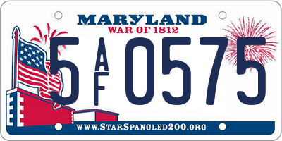 MD license plate 5AF0575
