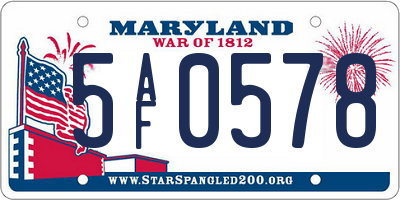 MD license plate 5AF0578