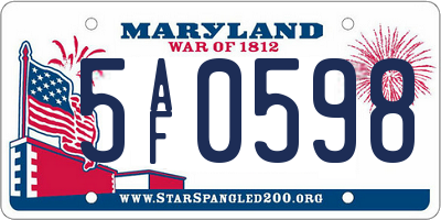 MD license plate 5AF0598