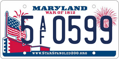 MD license plate 5AF0599