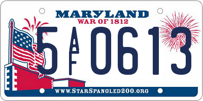 MD license plate 5AF0613