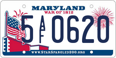 MD license plate 5AF0620