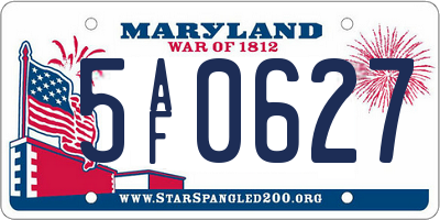MD license plate 5AF0627
