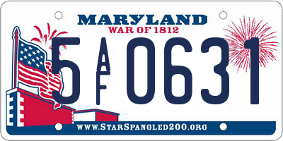 MD license plate 5AF0631
