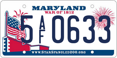 MD license plate 5AF0633